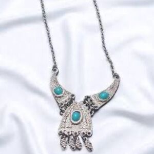 Silver and Turquoise Pendant Necklace
